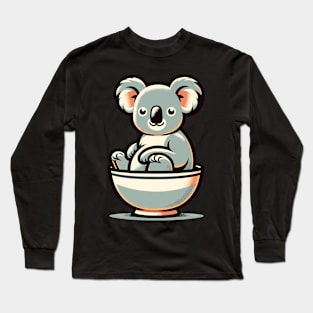 Cute koala sitting in a bowl Long Sleeve T-Shirt